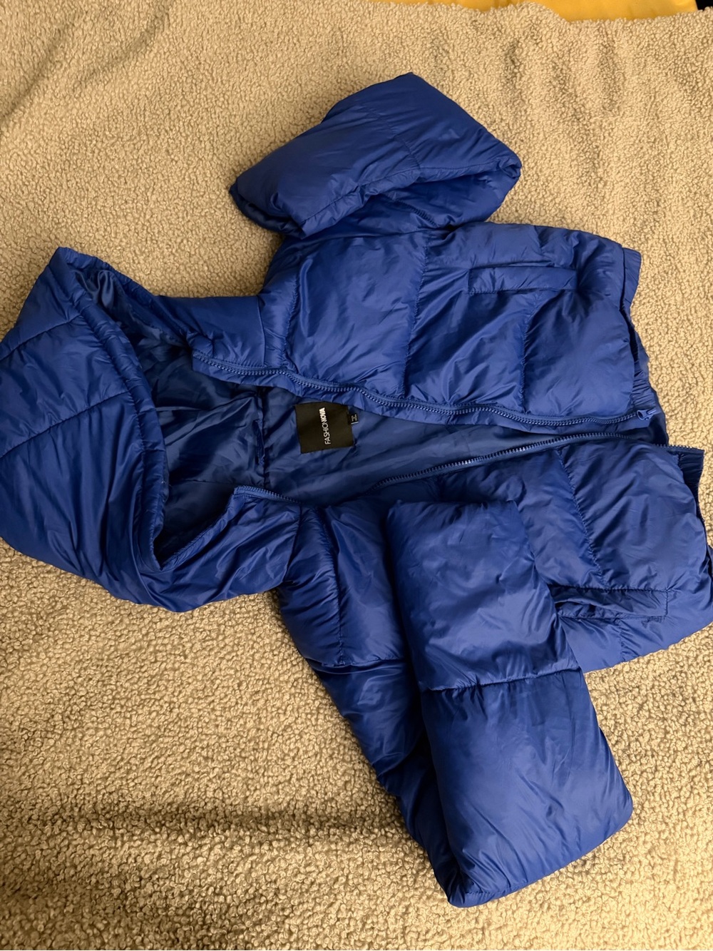 Fashion Nova Blue Women's Hooded Puffer Jacket